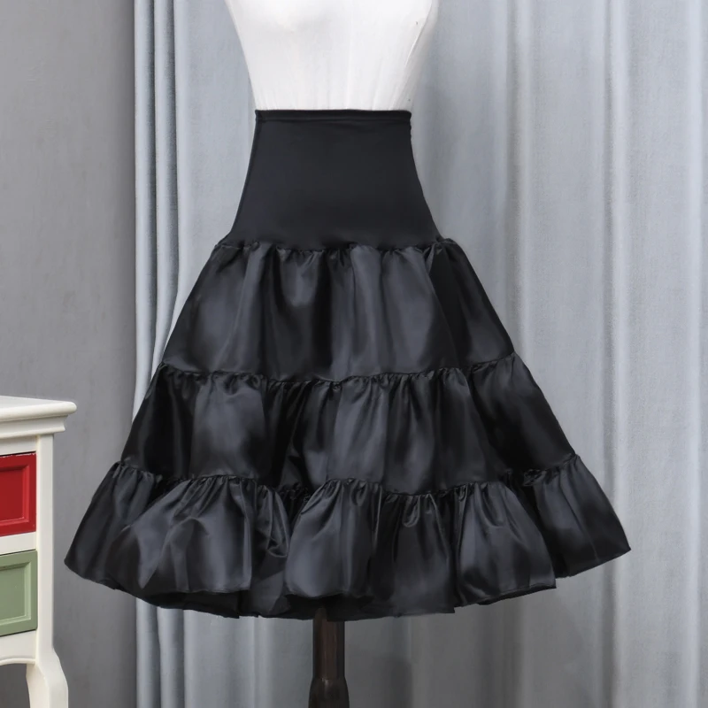 Eleganter Petticoat-Rock, Vintage-Tutu, Krinoline-Faltenrock, Unterrock im Lolita-Stil, Schwarz, 2-lagiger Tüll, einlagiges Futter – Detail 4