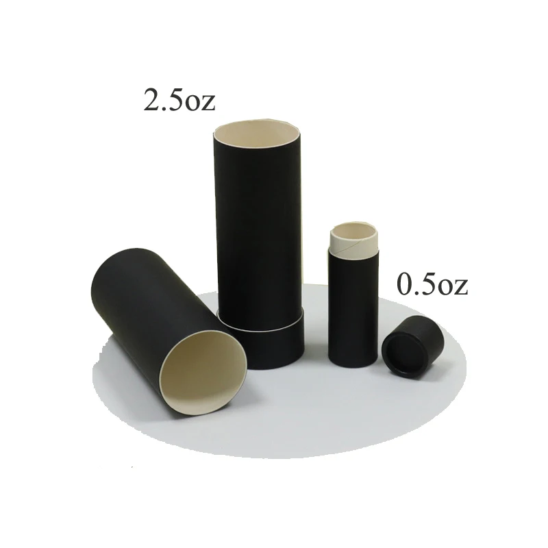 

50PCS Eco-friendly Black Color Empty Paper Balm Oil Proof Deodorants Biodegradable Pushing Cylinder Packaging For Glue Sunscreen