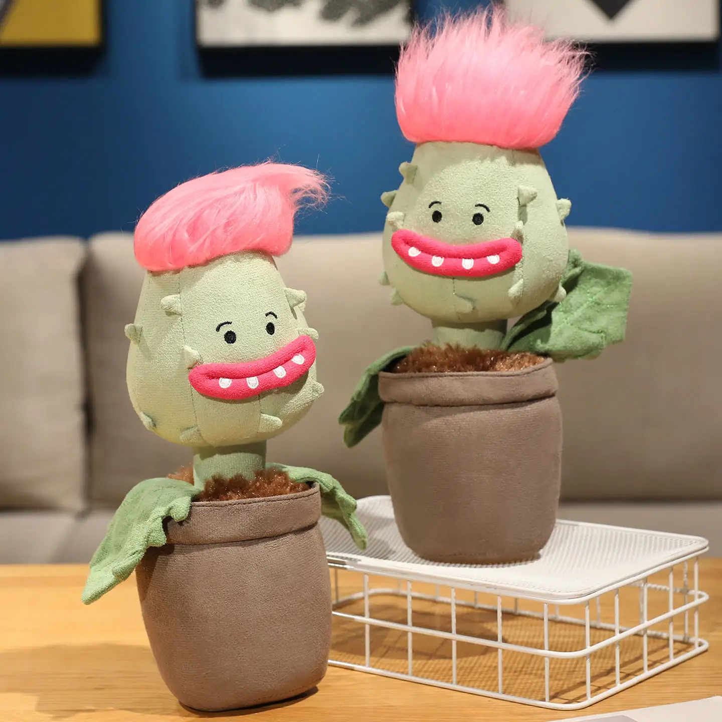 Vaso homem-comendo planta de pelúcia macio monstro brinquedo com dentes grandes pote diversão decoração de mesa para jogadores fãs de anime e brincadeira presentes crianças meninos