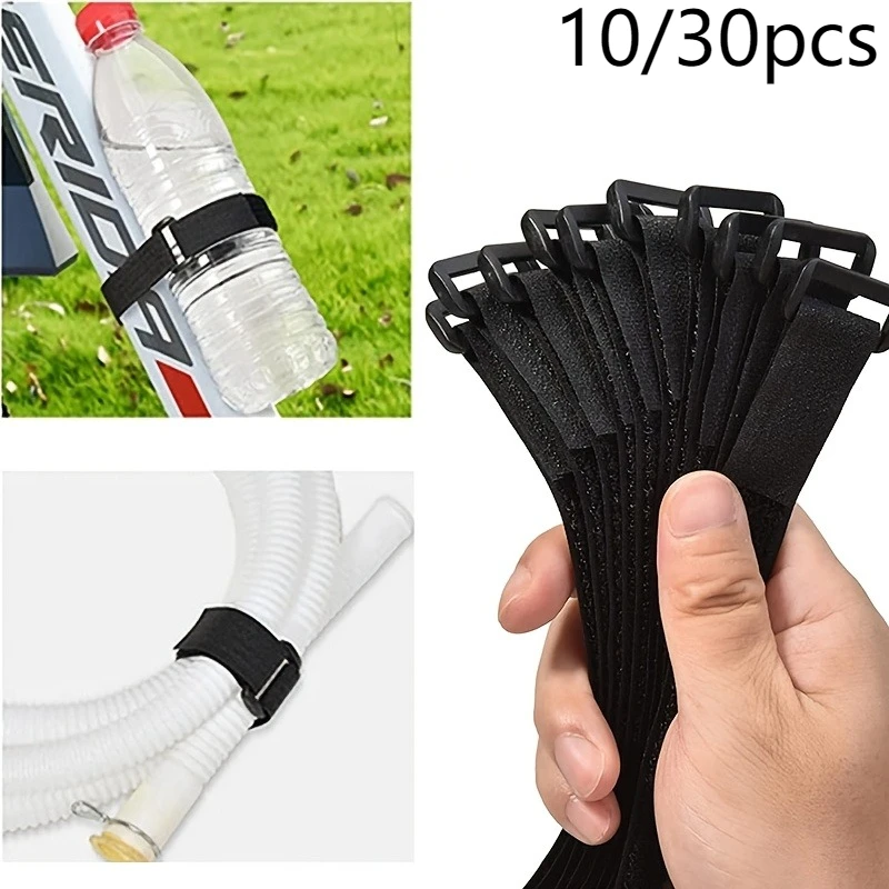 

10/30pcs Adjustable Hook & Loop Straps, Reusable Fastening Ties for Organizing Cables, Securing Outdoor Gear & Bike Use