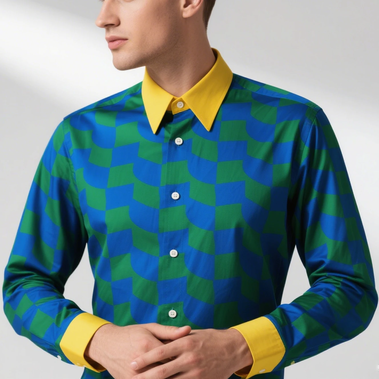 

Men's Retro European Geometric Image Printed Shirt Long Sleeve Lapel Simple Business Casual Party Top Outdoor Vacation Shirt