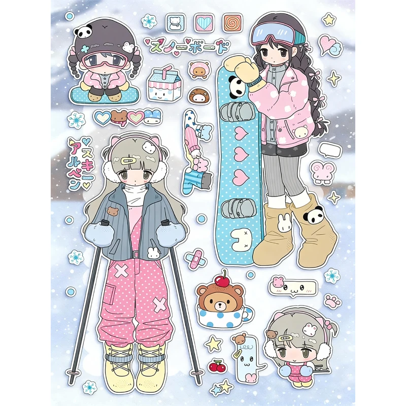 Sweet Series Cute Cartoon Gilr Ins Korean Collage Characters Guka Stickers DIY Decorative Handbook