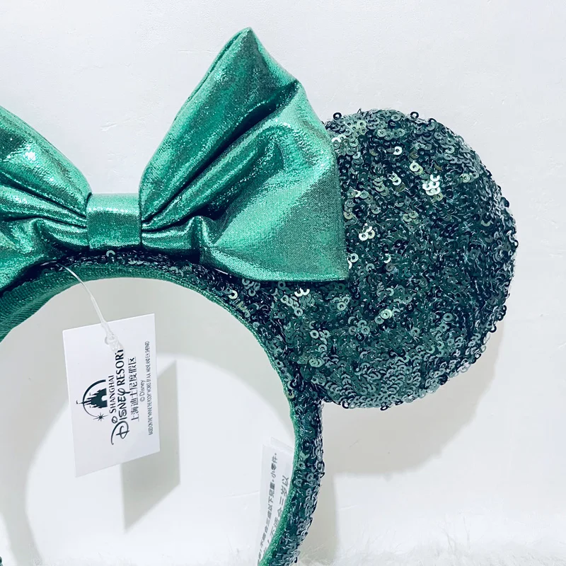 Disney Dark Green Sequins Ear Headband For Adults Headband Mickey PP Cotton Headband Minnie Ear Accessories Headwear