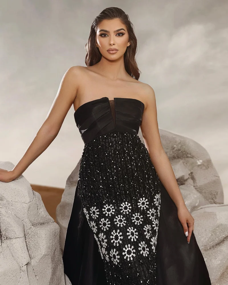 Serendipity Luxury Evening Dress Mermaid فساتين سهرة Shiny Sequined Crystal Floor-Length Strapelss Prom Gown For Sexy Women 2024