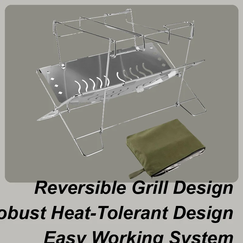 

Grill Rack For Outdoor Stainless Steel Folding Firepit Holder Grilling Supplies Campfire Organizer Stand For Patio Camping