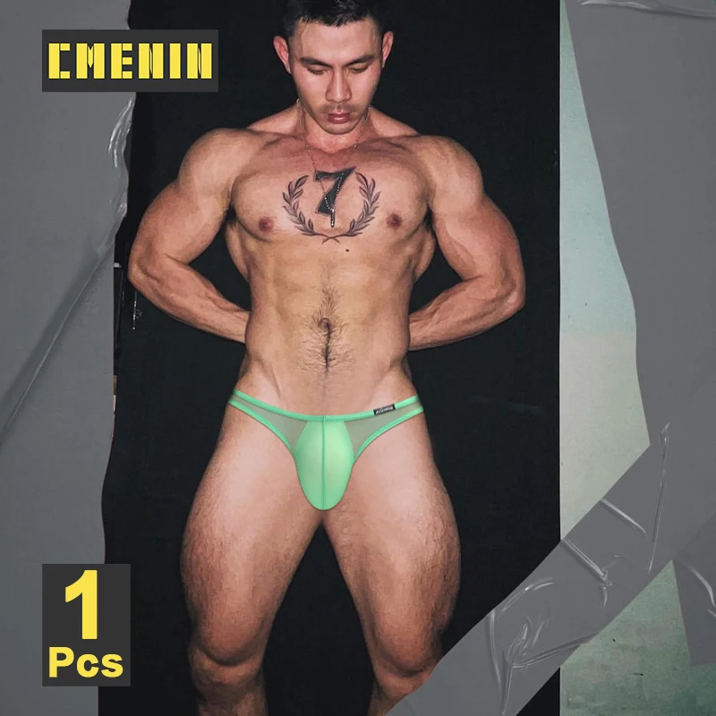 CMENIN Transparent Mesh Sexy Mens Underwear Breathable Bikini Jockstrap Men\'s Briefs Mens Underpants Sissy Gay Sport Man Panties