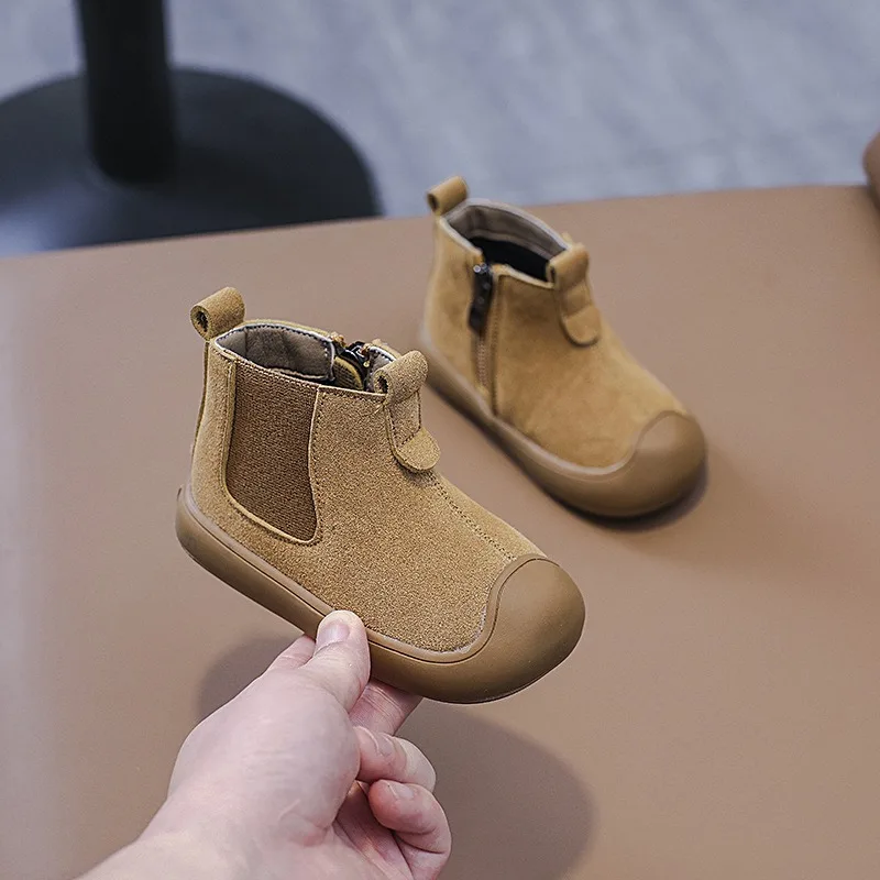 Autumn Winter Baby Boys Girls Boots Children Genuine Leather Boots Soft Sole Non-slip Toddler Kids Cow Suede Outdoor Shoes