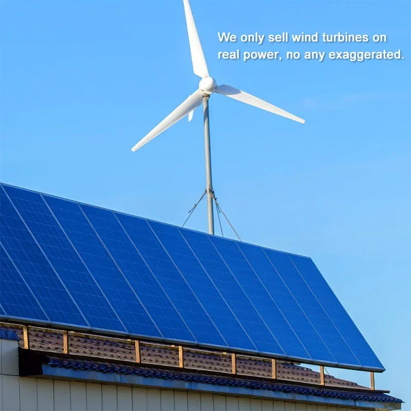 Horizontal Wind Turbine Power Generator and Solar Panels Hybrid Power System 5KW Wind Solar System for home and farm use