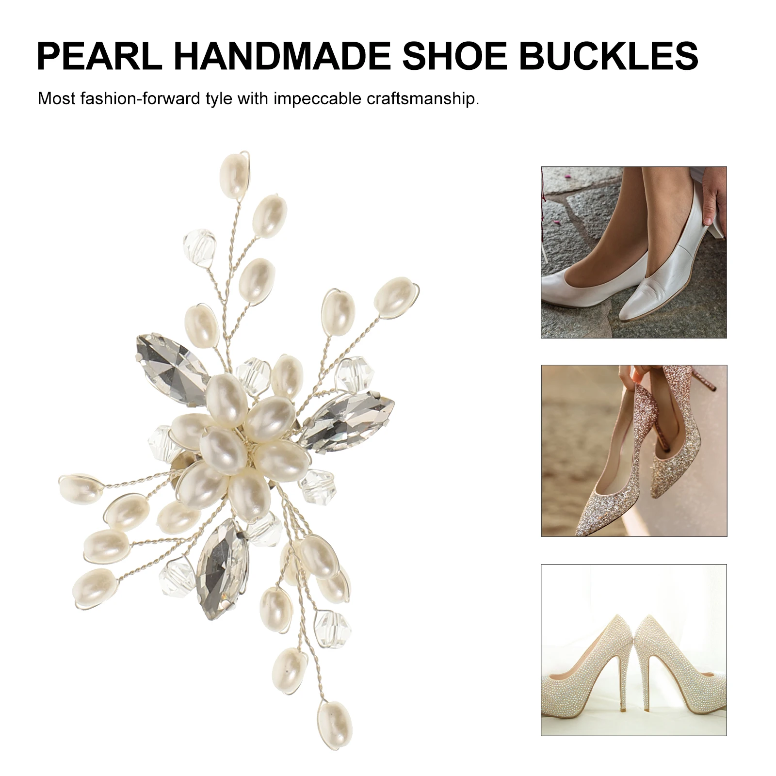 

1 Pair Pearl Buckles Crystal Diy Decoration Clips Durable Women Wedding Bride Sandals Flats Boots Hats Clutch Accessories