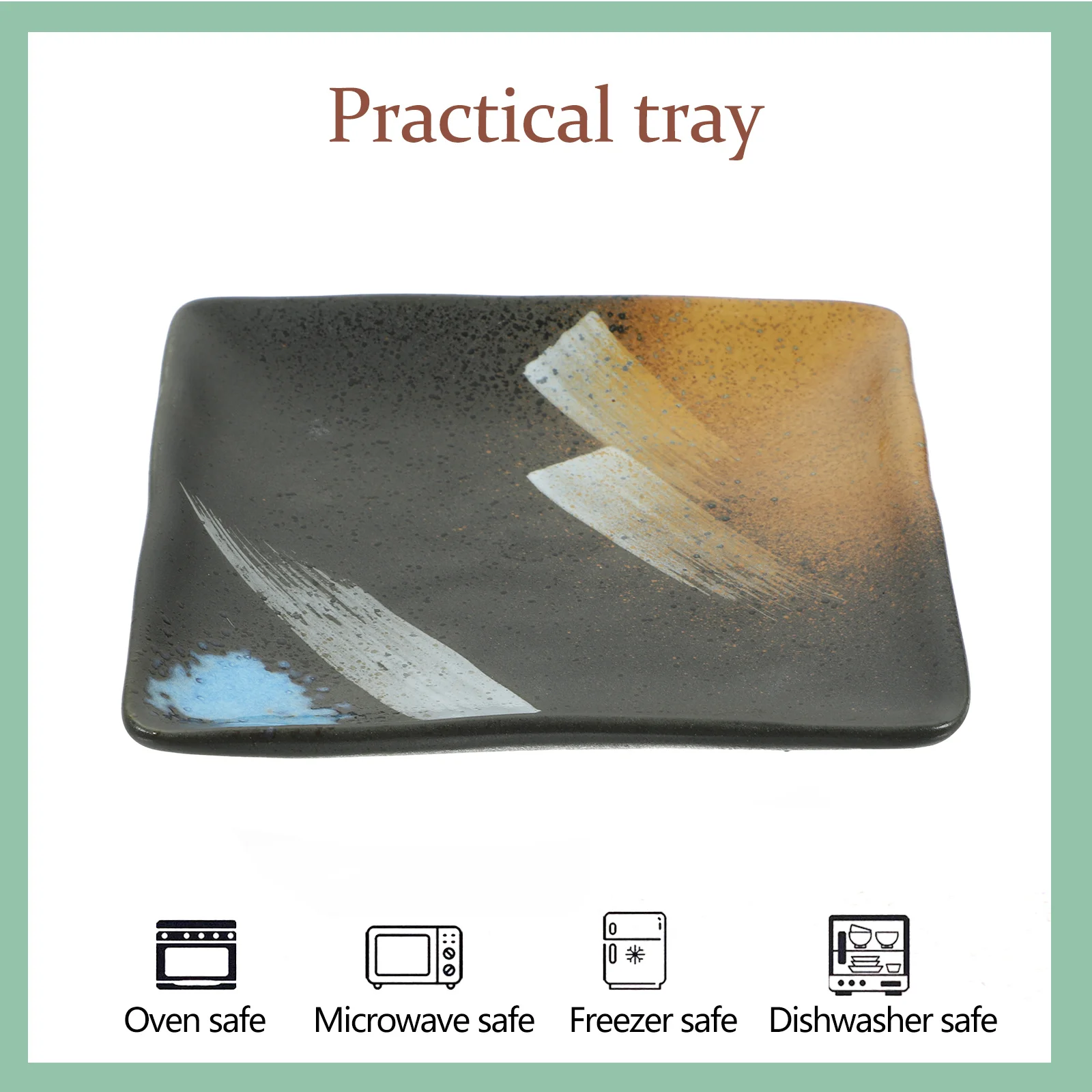 

1Pcs Sushi Plate Ceramic Tableware Japanese Style Black Snack Dessert Pastry Tray Multipurpose Serving Dinner Plates