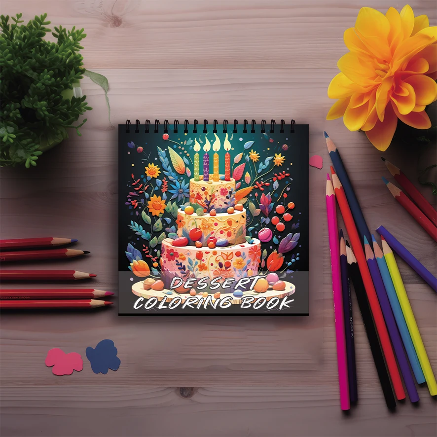 Livro para colorir - 7,87x 7,87 polegadas Livro para colorir bolo de 32 páginas - presente perfeito para família ou amigos