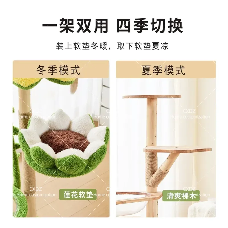 Universal Removable Washable Cat Climbing Frame Solid Wood Space Capsule Cat Nest Double Layer Sisal Cat Shelf for Winter