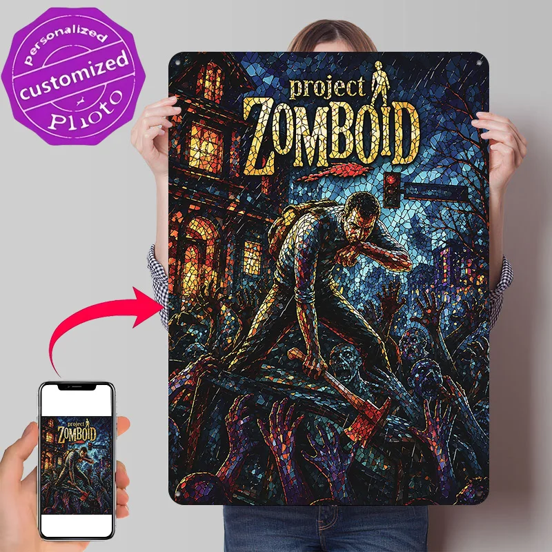 Project Zomboid Game Art 3D Printed Texture Poster Personalized Wall Art Retro Metal Tin Signs for Living Room Decoration Decor