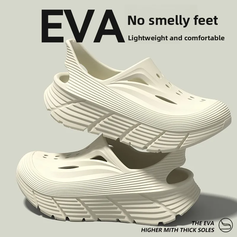 Non-slip hole shoes men's summer 2026 new deodorant stepping on shit feeling outdoor sports eva wear cool slippers men - view 5
