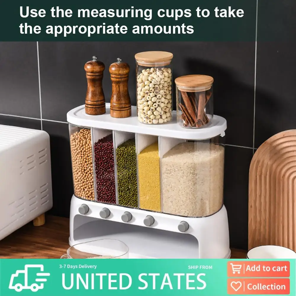 

Контейнер для хранения риса и круп 12 л, диспенсер для риса, диспенсер для продуктов, диспенсер для зерна, емкость для хранения зерна с управлением одной кнопкой