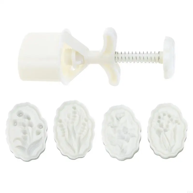 F19B Plastic Mooncake Molds of the Valley Shaped Mooncake Stamps Mooncake Moulds for Mid-Autumn Festival Baking Mooncake