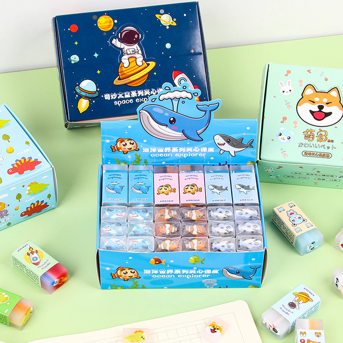 만화 지우개 창의적인 커팅 지우개, 학생 문구 그림 용품, 샌드위치 패턴 지우개, 사사프라스 무작위 배송