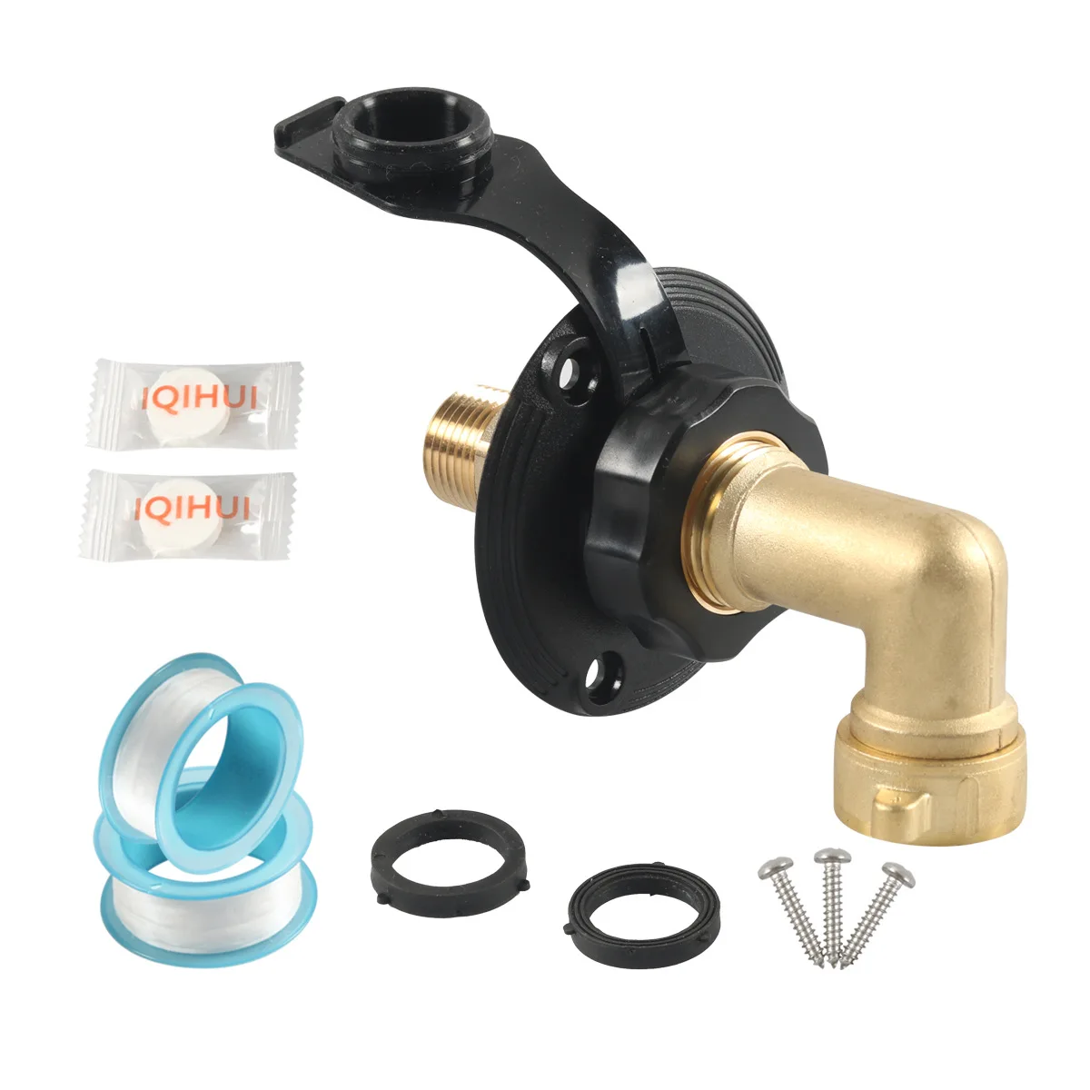 

Brass RV Water Filling Port with Brass Connector Adapter RV Water Filling Port One-way Water Valve