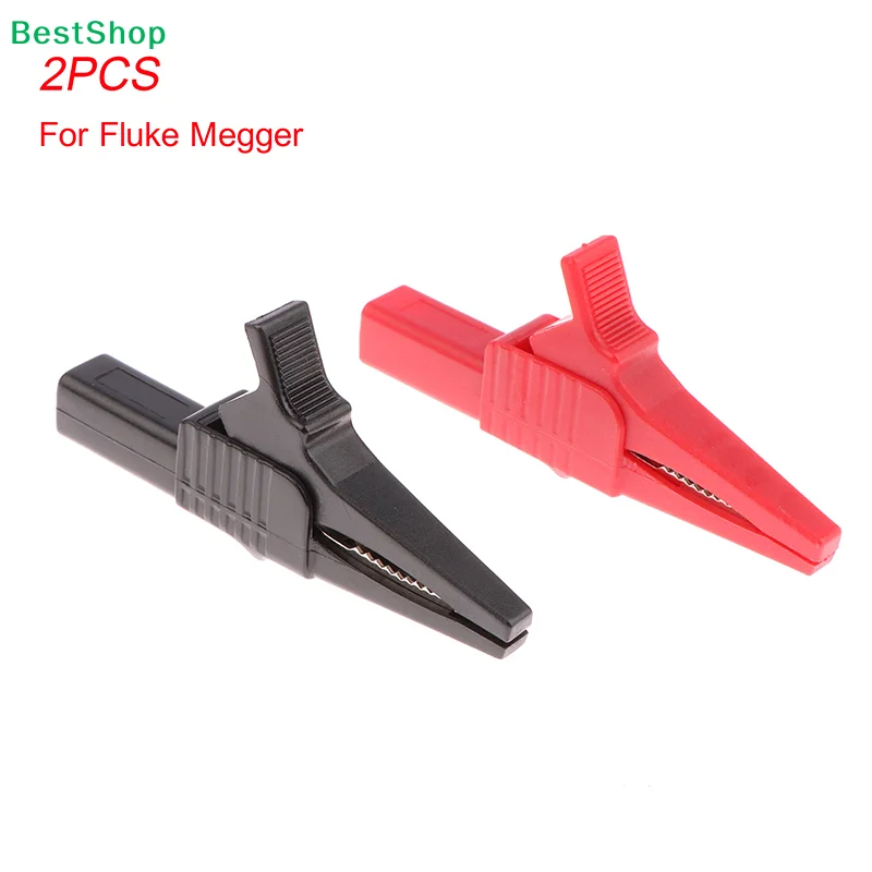 ★1Pair Red+Black CATIII 1000V 32A Crocodile Clips Full Insulated Copper Alligator Clip Test Lead for Megger