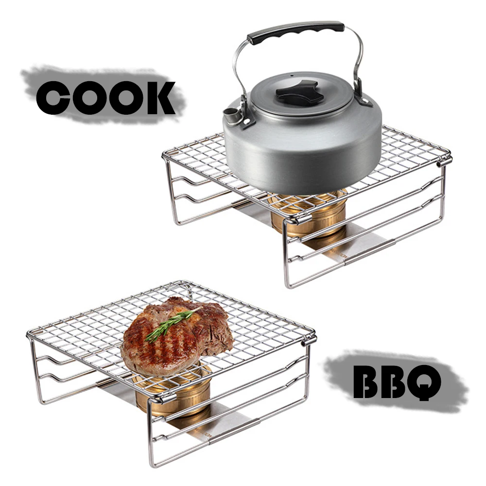 Mini Grill Rack Folding Stove Grill Support Holder Heating Bracket with Supporting Plate