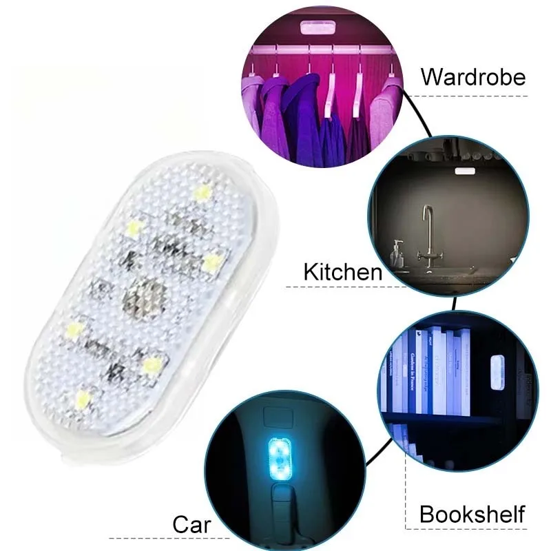 Luz LED Táctil Mini Sem Fio para Iluminação Interna de Carro, Lâmpada de Leitura para Teto, Porta, Porta-Malas e Caixa de Armazenamento com Carregamento USB