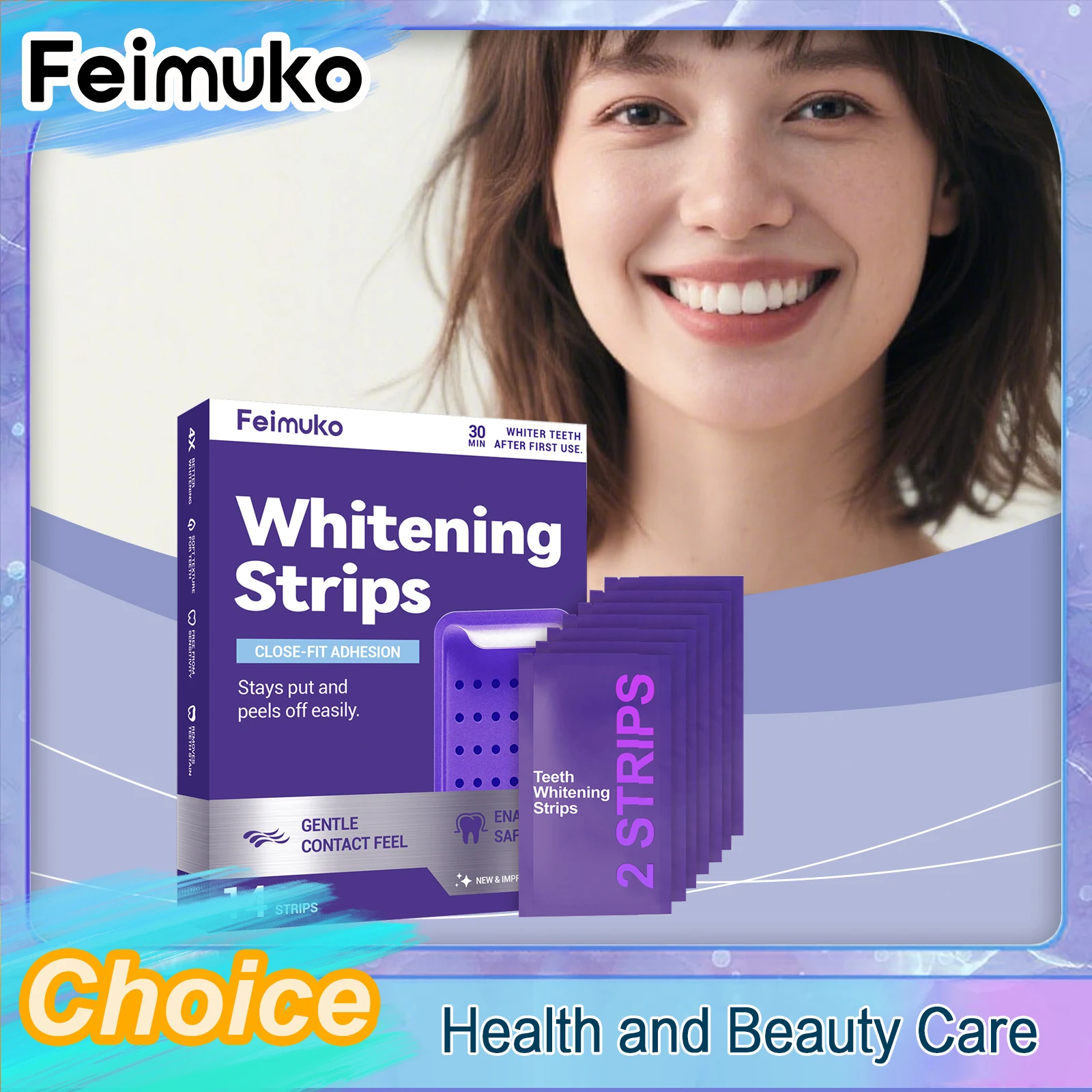 Teeth Whitening Veneers - Feimuko Purple Glossy Care Teeth Patch