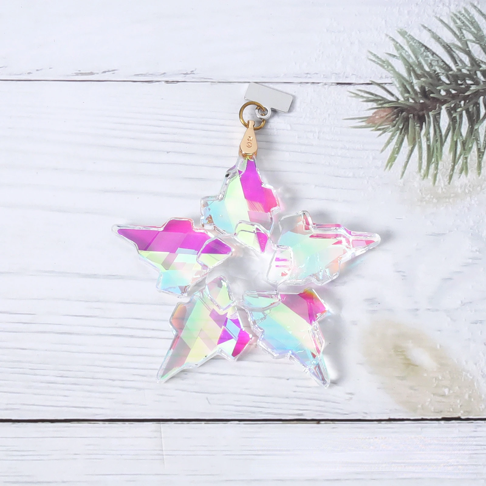 Crystal Snowflake Hanging Decoration Suncatchers Rainbow Prism Car Pendant Rearview Mirror Interior Accessories New Year Gifts