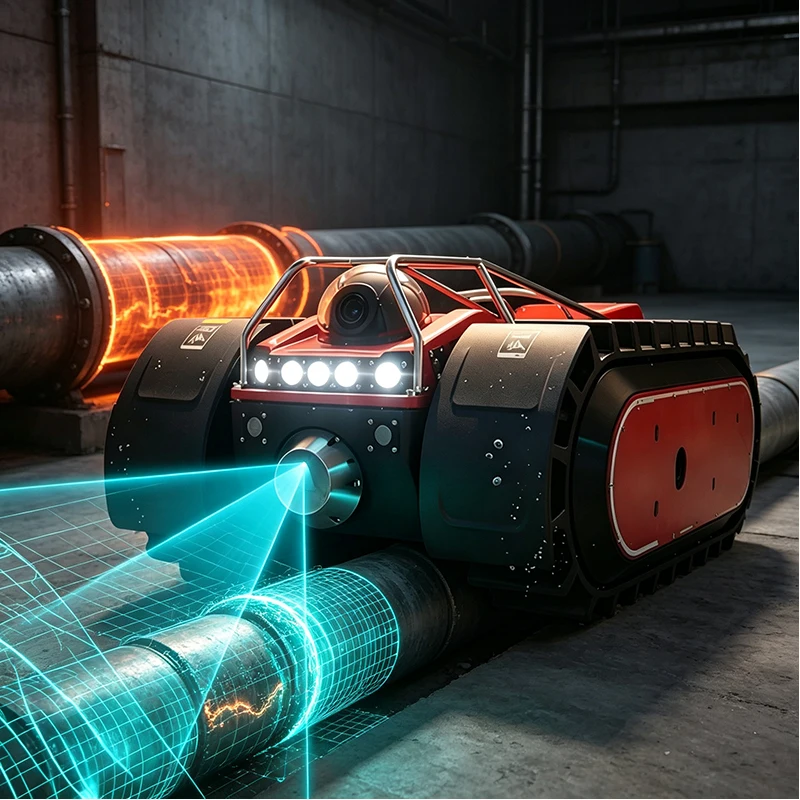 Remote Control Underwater Pipeline Robot Crawler Vehicle with Camera Lighting System for Marine and Industrial Inspection