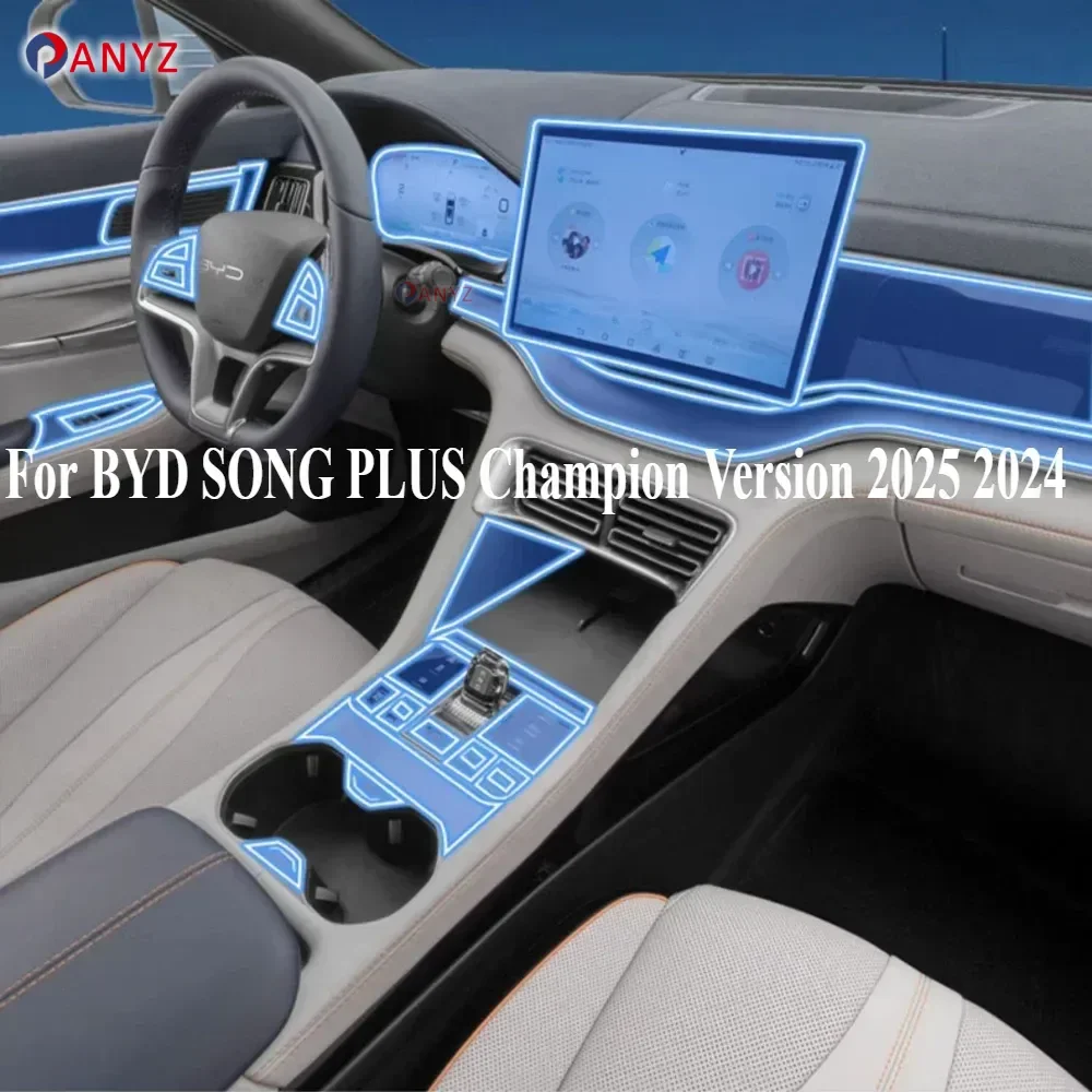 

For BYD SONG PLUS Champion Version 2025 2024 Interior Accessories Film Transparent TPU Gear Panel GPS Center Console PPF Sticker