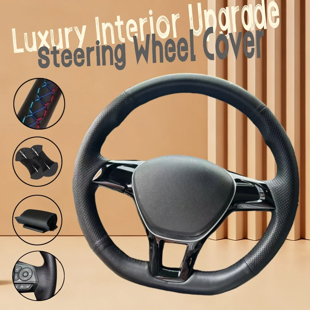 Funda de Volante de Cuero de Microfibra Personalizada para Volkswagen Golf, Nueva Funda para Volante Compatible con Polo, Passat B8, Tiguan y Jetta