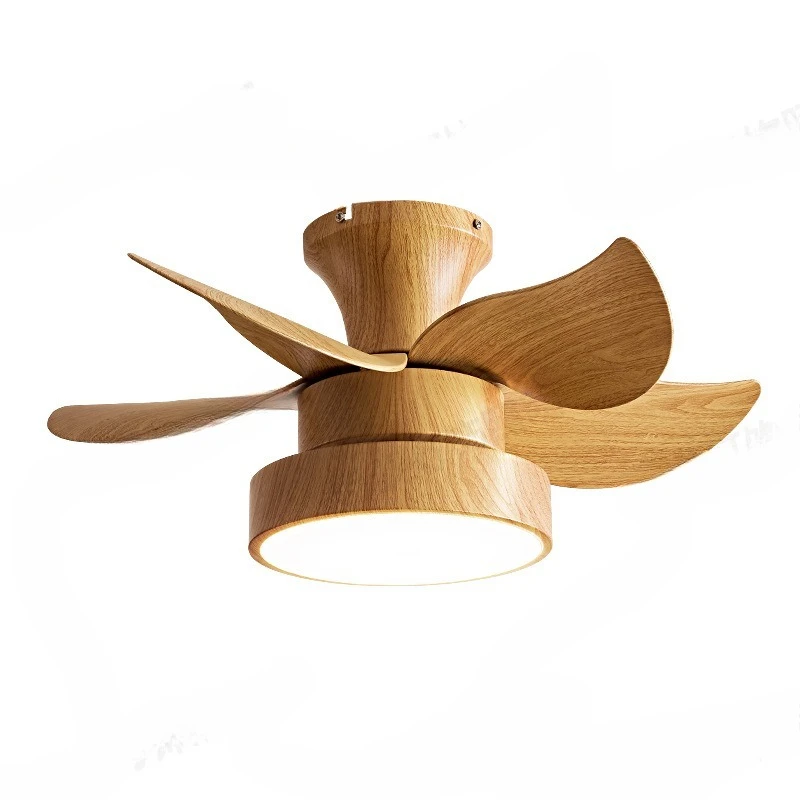 

Bedroom fan light ceiling boom model, simple wood grain wind