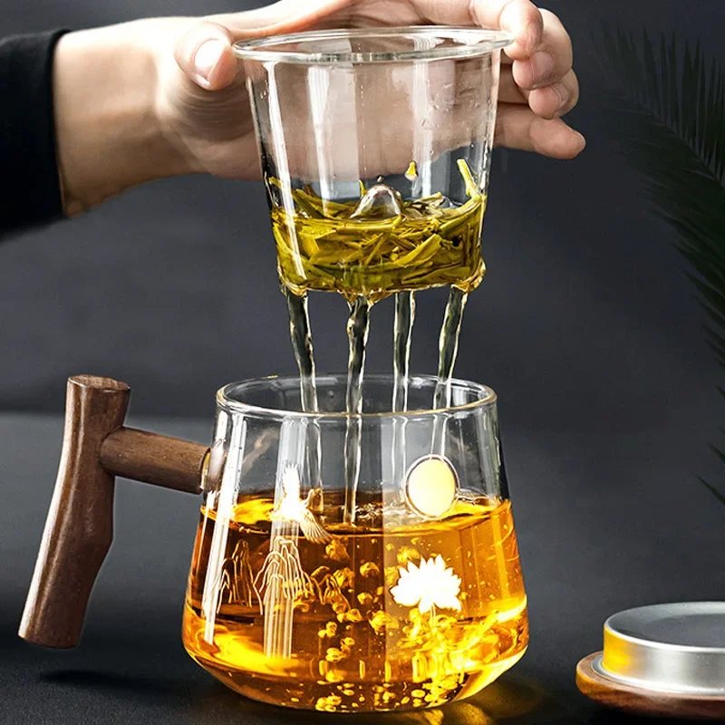 

Glass teacups, teacups, tea separation, household large-capacity filter cups, heat-resistant tea ceremony cups and teacups