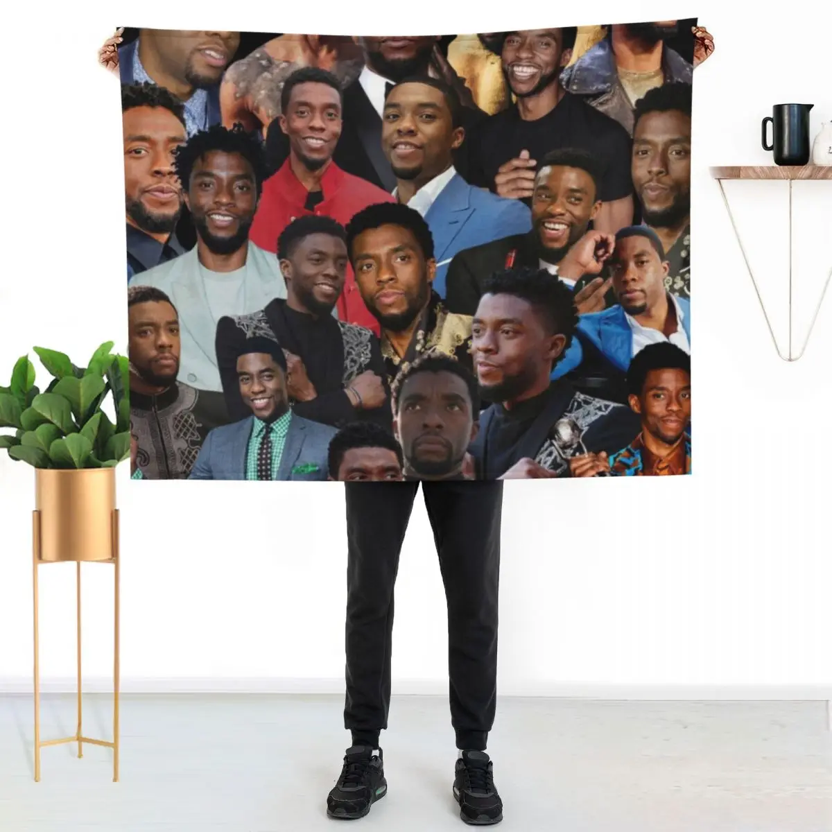 

chadwick boseman photo collage Throw Blanket Flannel Fleece Soft Warm Throw Blanket