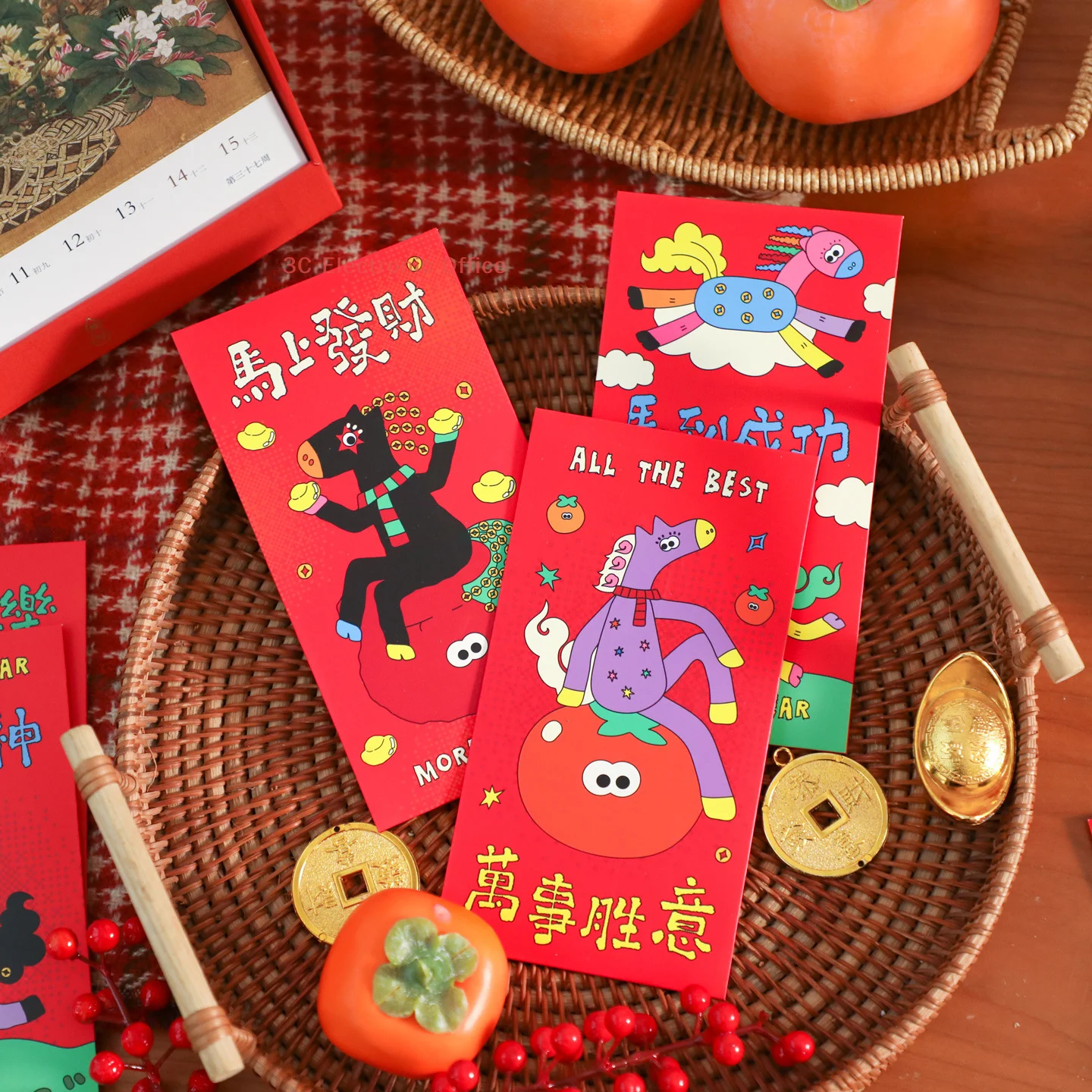 6PCS Cartoon Creative Chinese New Year Money Envelope Lucky Red Pockets 2026 Horse Year Spring Festival Red Envelope