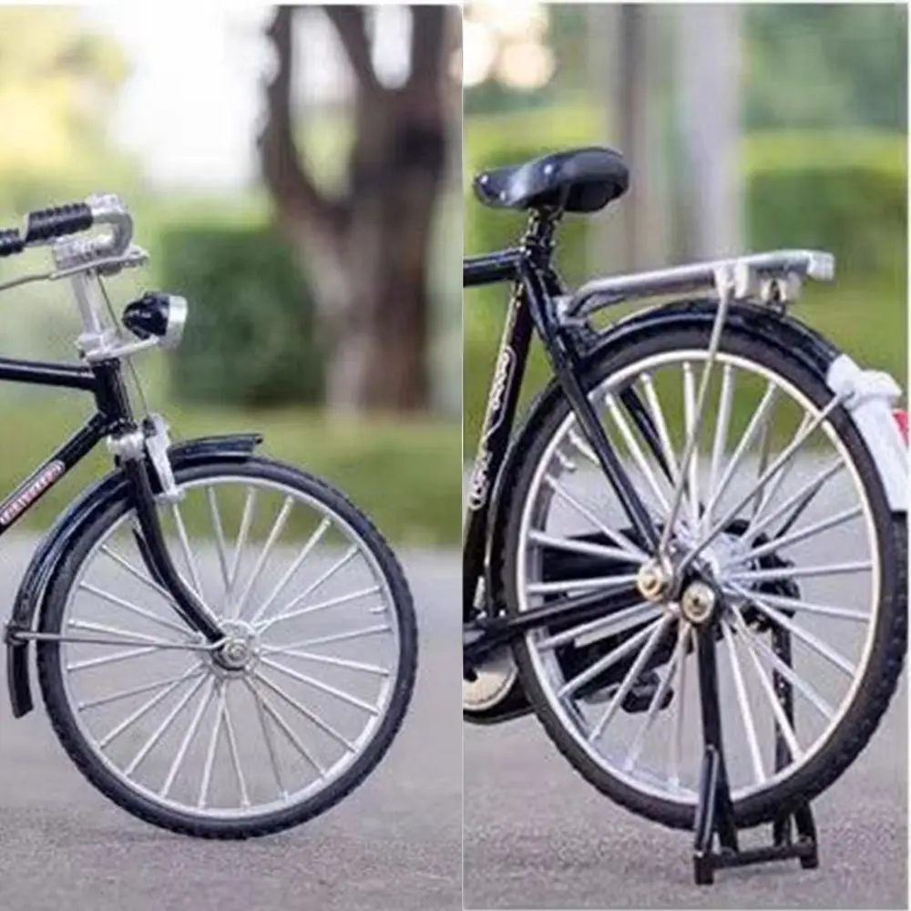 

1:10 Scale Assembly Bicycle Model Retro Alloy Simulation Bike Model Kit Ornament DIY Mini 28 Big Bar Bicycle For Exhibits