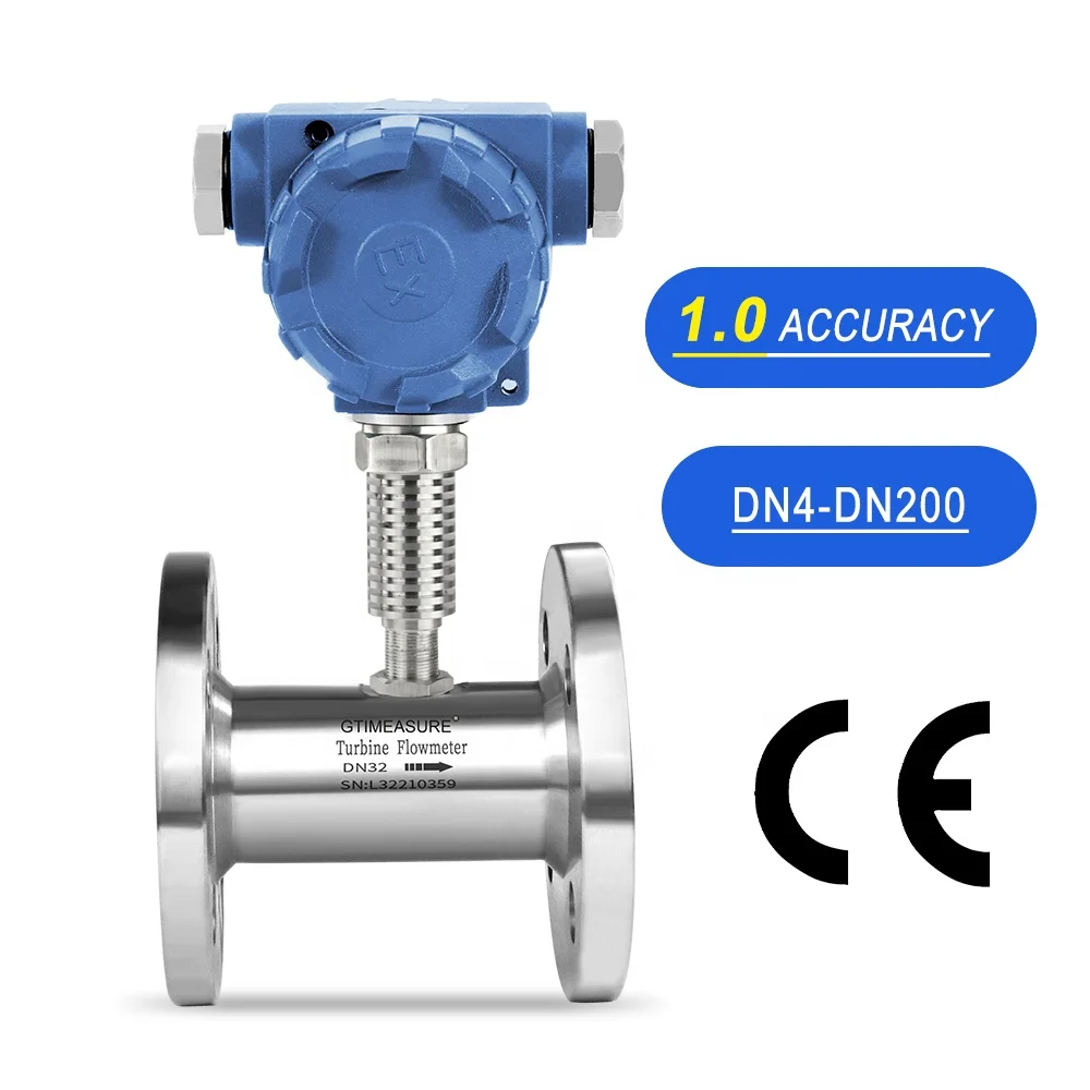 24V Flange Turbine Flow Meter For Fuel Oil Petroleum & Die sel 4-20mA Analog Output