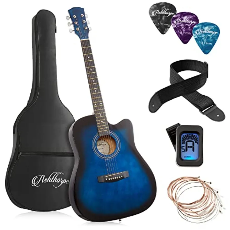 Beginner cutaway acoustic guitar package for learning and practice, spruce top with mahogany back/sides, natural finish, includ