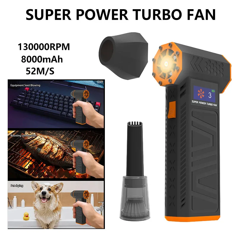 Powerful Air Blower 130000RPM Electric Jet Turbo Blower High-speed Dust Fan Turbo Jet Fan Handheld Brushless Motor Car Dryer