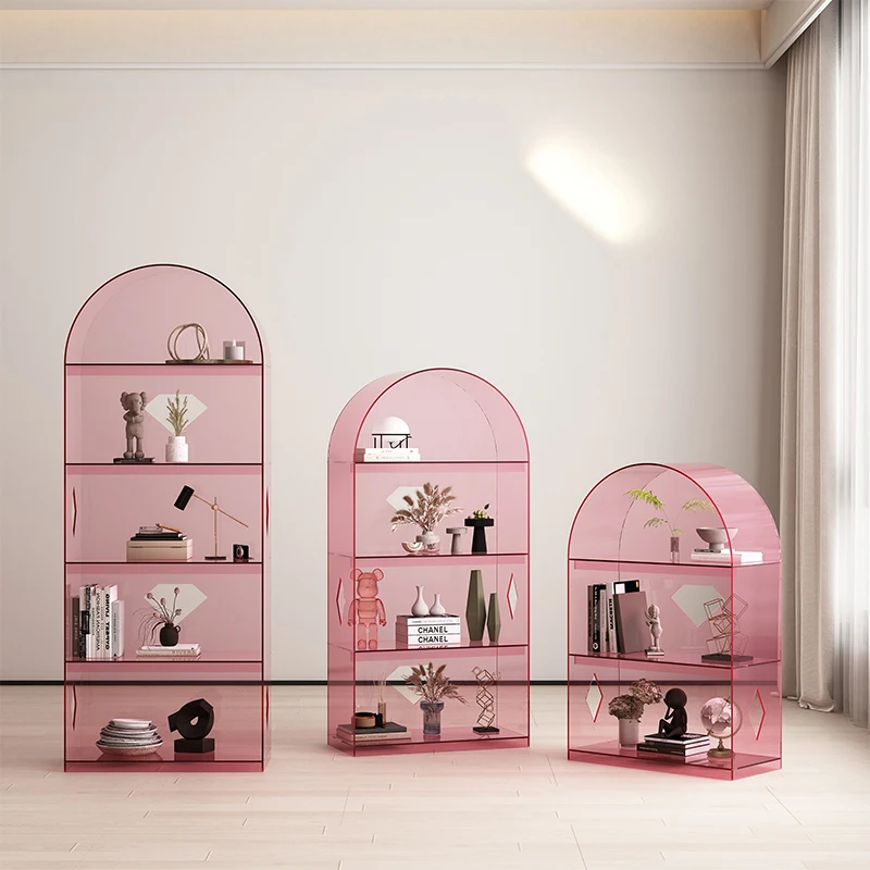 

Acrylic bookshelves, arched shelves, living room, creative floor-to-ceiling, multi-storey display shelves