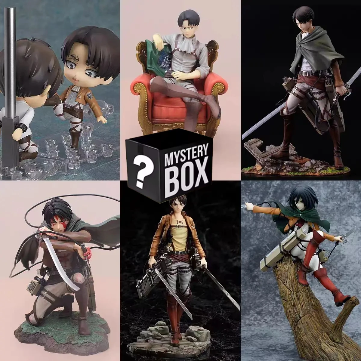 

Attack on Titan Survey Corps Figure Blind Box, Random Mystery Character Eren Mikasa Levi, Fight for Freedom Gift