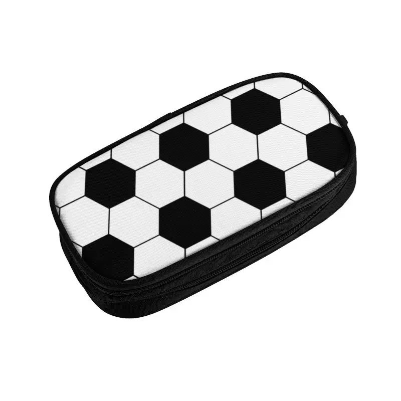 Cute Football Pattern Hexagonal Pencil Case for Girl Boy Large Capacity Soccer Ball Pencil Pouch Stationery