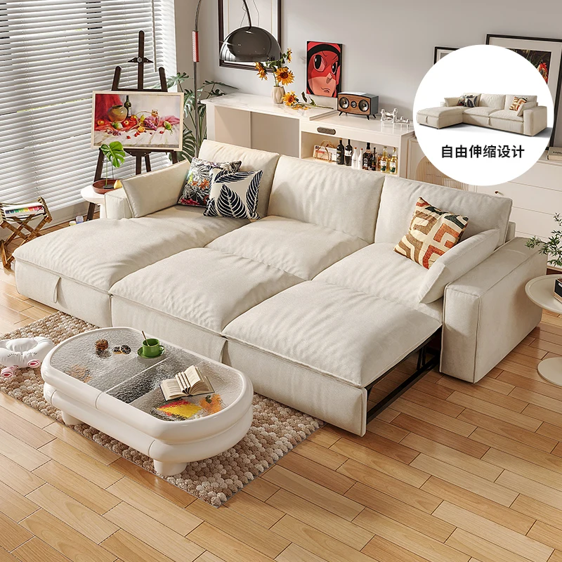 New sofa bed folding dual-purpose cream wind small apartment living room tofu block sofa storage
