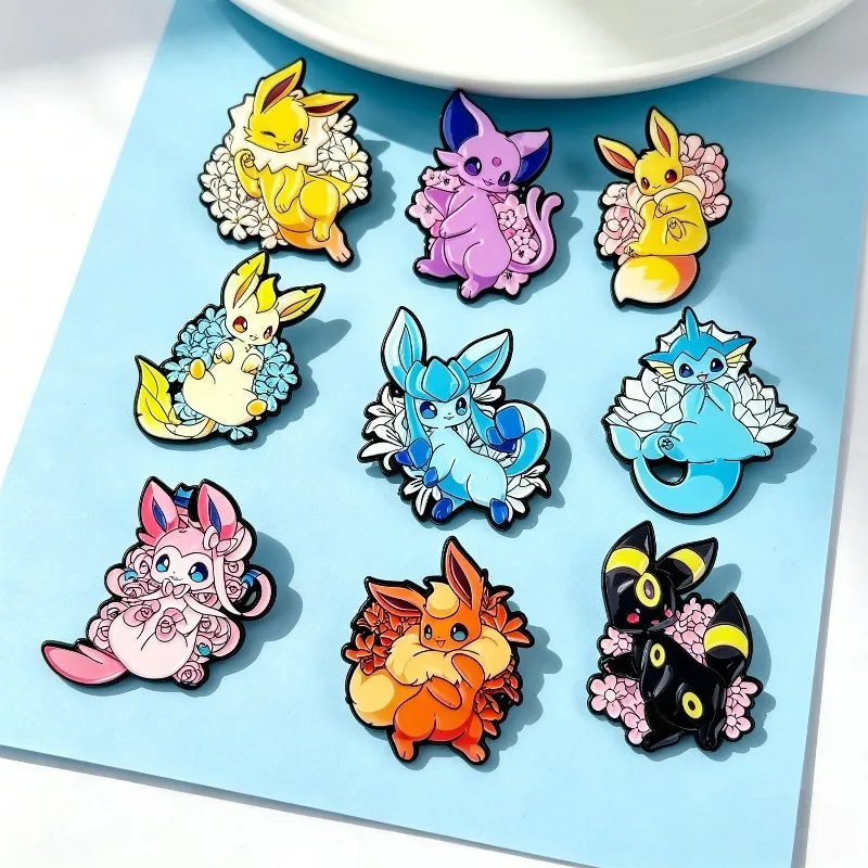 9 szt. emaliowanych przypinek Pokemon, urocze zawieszki, broszki anime do plecaka, ubrań, klapy, zabawki do…