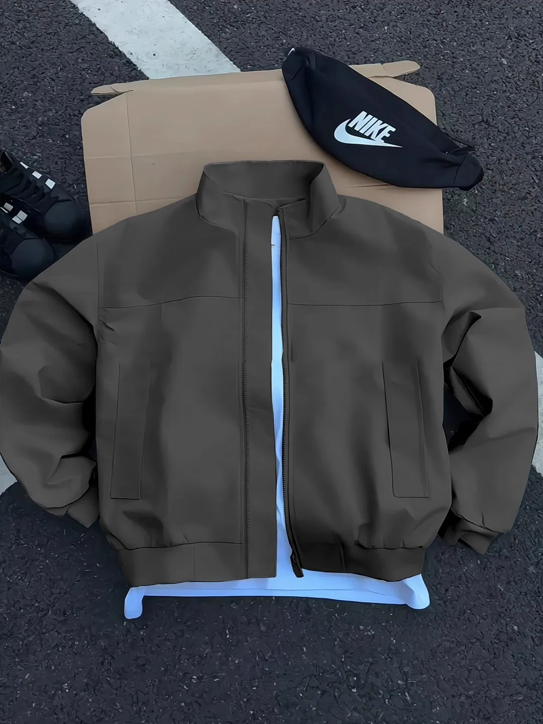 

Мужская куртка-бомбер Wolf ey с воротником-стойкой, в стиле бейсбольной куртки, Cleanfit, рабочая одежда, верхняя одежда, в американском стиле, водонепроницаемая