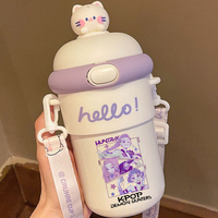 KPop Demon Hunters 500ml Strap water bottle Girls Water cups Large Capacity Drinking Bottle Portable Outdoor Sport Water Bottle