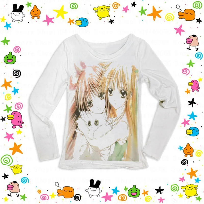 2000s Long sleeves Tops Women's Woman Clothes 90s Clothes Vintage Female Clothing long Top Women Aesthetic cute Anime printing