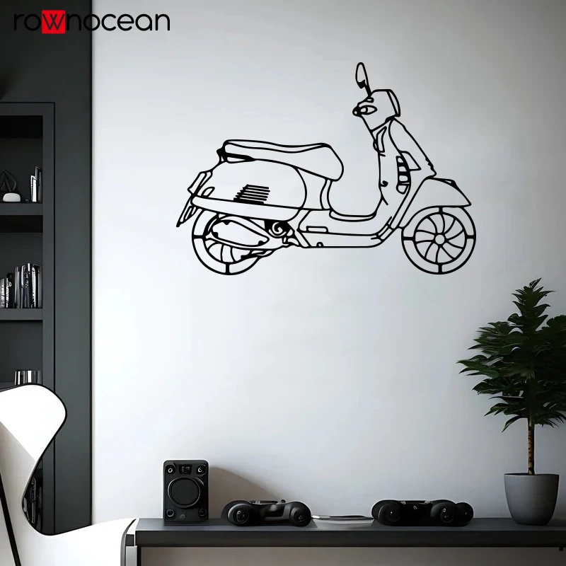 Scooter Motorcycle Silhouette Wall Art, Classic Moped Wall Decor, Women Rider Gift, Moped,Design Daily Scooter  S665