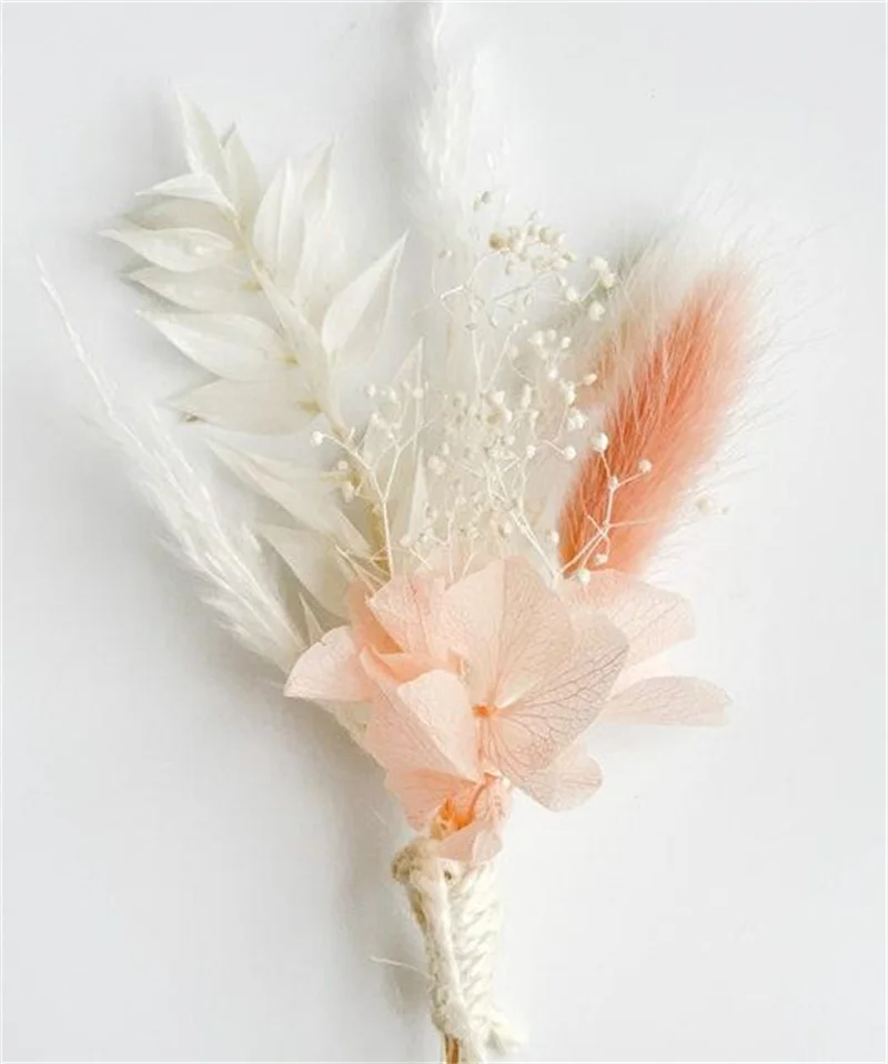 Hot Sale Custom Palm Ruscus Pampas Bouquet Reed Dried Pampas Dry Small Mini Flower Bouquet For Decor Arrangement Wedding Florals