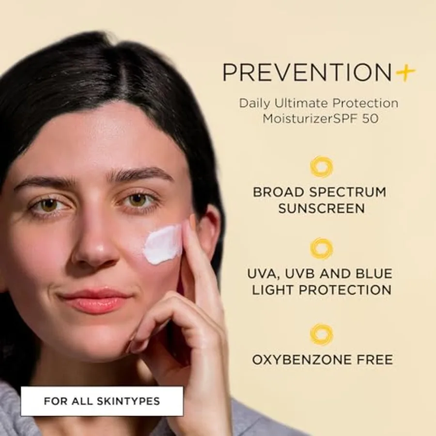 Daily face sunscreen moisturizer with SPF 50 for prevention, zinc oxide formula, blendable texture, white cast minimized, 3.2 o