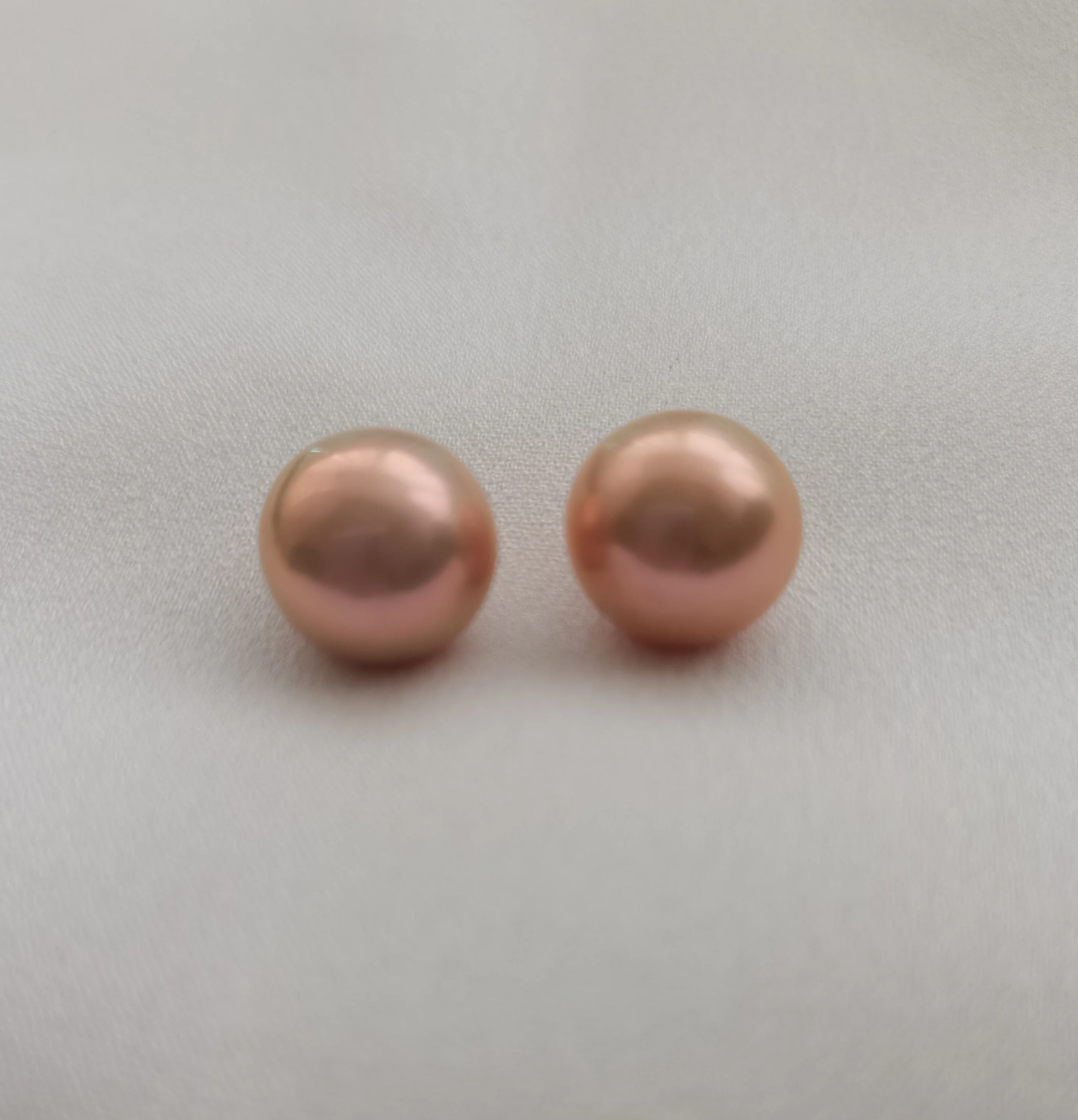 

perfect pair of AAAA+ 11-12mm perfect south sea pink pearl 14k Yellow Gold fine jewelryJewelry Making